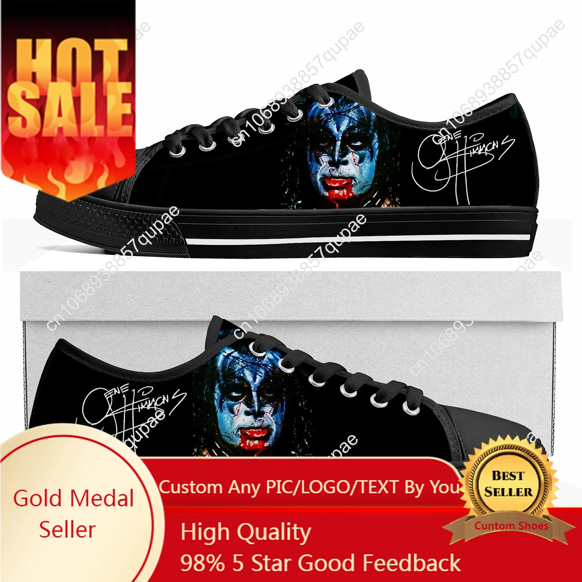 

Gene Simmons Rock Singer Low Top Sneakers High Quality Mens Womens Teenager Canvas Sneaker Casual Couple Shoes Custom Shoe