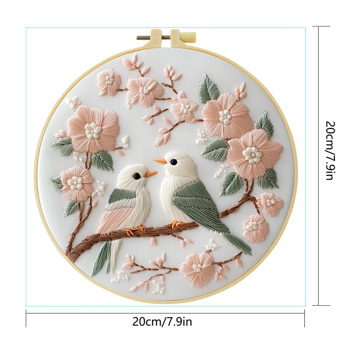 1-teiliges Stickset, 20 x 20 cm, Blume und Vogel, handgefertigtes DIY-Stickset, geeignet für Erwachsene und Anfänger – Detail 4