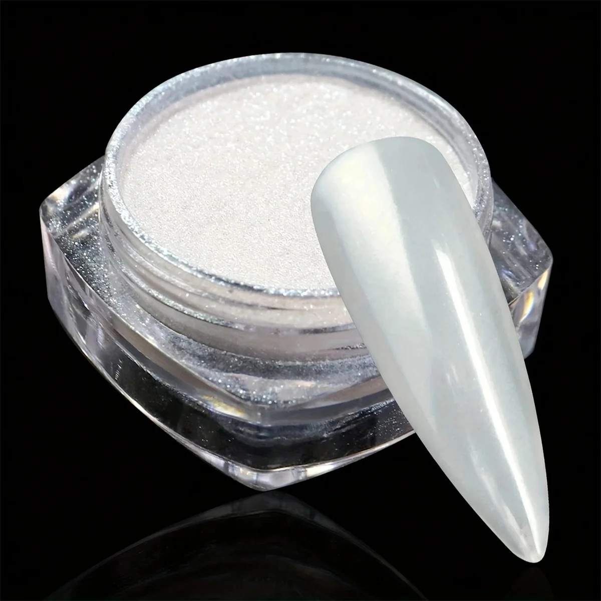 1pc pearl white ice skin nail powder holographic glitter powder combined with nail polish adhesive for nail art creation DIY