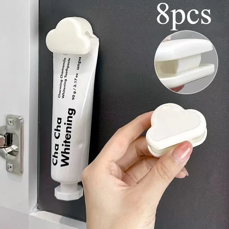 2/4/8PCS Pieces Toothpaste Holder No Punch Facial Wash Holder Bathroom Wall Mounted Multifunctional Toothpaste Holder