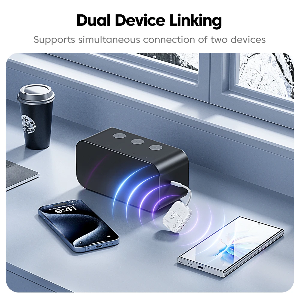 Toocki Wireless Audio Receiver Bluetooth 5.2 Adapter 2 in 1 3.5mm AUX Dual Device Adapter APTX HD For TV Car Switch Phone Laptop