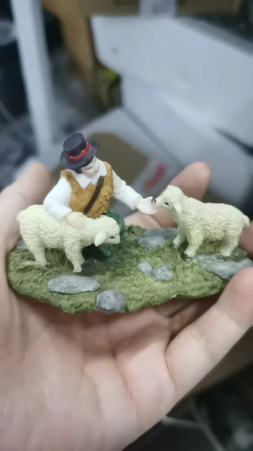 Resin figure mental psychological sand table game box court therapy sheperd with sheep