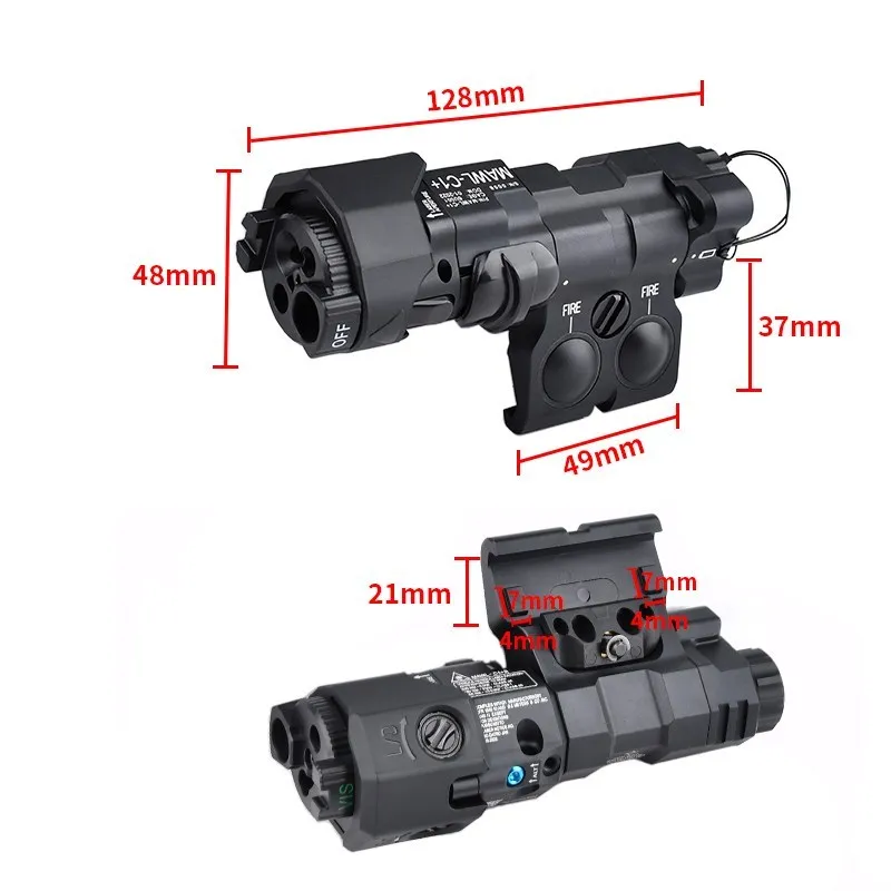 Wadsn Metal Upgrade MAWL C1 Red Blue Green Laser Airsoft MAWL LED Hunting Lamp CN IR Illumination Dual Function Pressure Switch