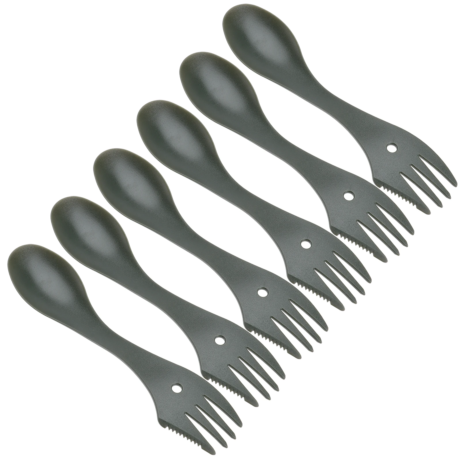 

6 pcs 3-In-1 Multi-Functional Plastic Fork Spoon Cutter Outdoor Tableware For Camping Picnic Hiking Lightweight Durable Portable