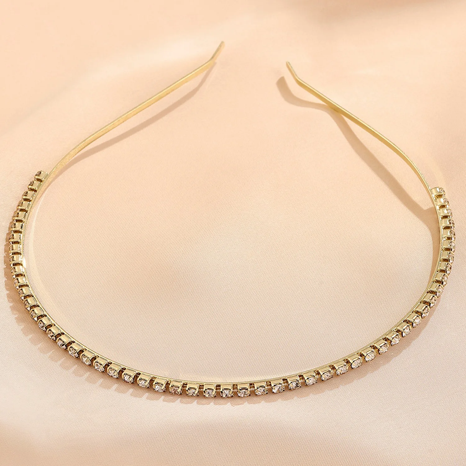 Fashion Women\'s Hot New Silver Gold Color Crystal Rhinestone Hair Band Headband Zircon Hair Hoop Metal Thin Hairband Accessories