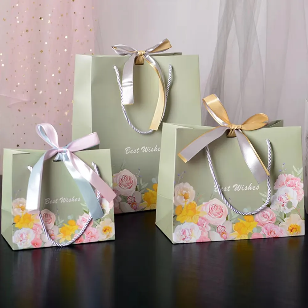 24pcs Paper Packaging with Ribbon Tie Rope Baby Shower Birthday Candy Wedding Party Gift Bags for Jewelry Package Shopping