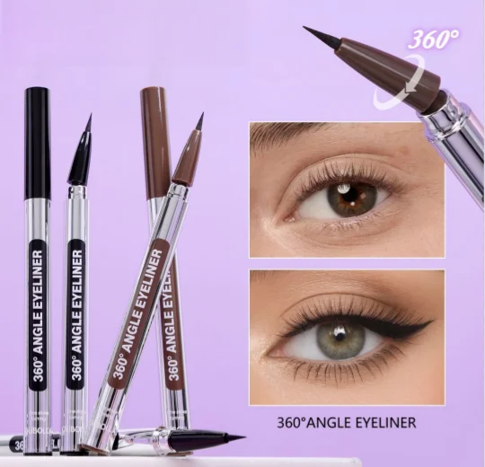 Waterproof Liquid Eyeliner Pen Ultra Fine Tip 360° Rotatable Nib Long Lasting Smudge Proof Eye Makeup