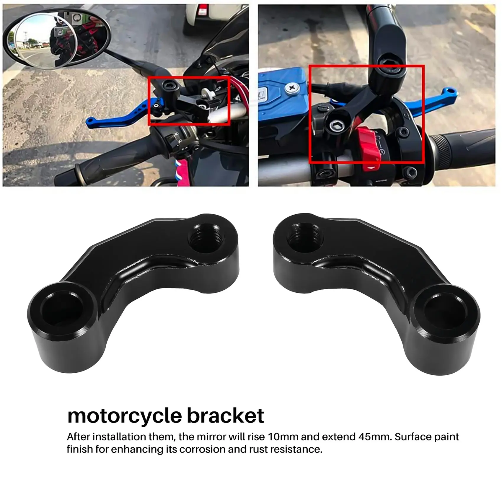 Motorcycle Mirror Riser Extension Bracket Adapter For R1200Gs Lc/Adv 13-18 R Ninet/R1200R Premium Cnc Aluminum Alloy Black