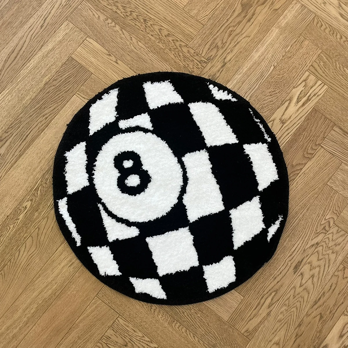 8 Ball Tufted Rug Checkered Area Rug Non Slip Floor Mat for Bedroom Dorm Room Game Room Aesthetic Decor
