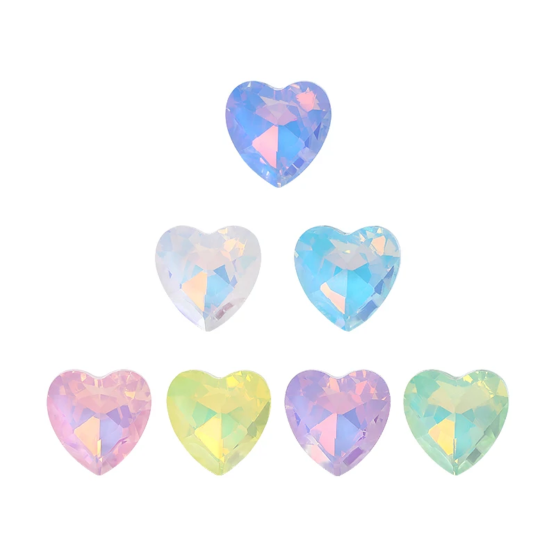 45pcs Heart Piontback Rhinestones Opal Mocha Stones Diamond Decoration Glass Crystal Glitter Gem Beeds for Wedding Accessories