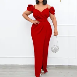 Sexy Off Shoulder Slim Waist OL Long Maxi Dress Women Summer New Evening Party Dinner Dress Femme Robes Elegant Vestidos Black