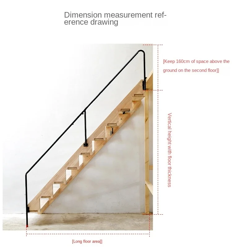 Household Wall-Mounted Folding Stair Storage Ladder Attic Special Ladder Invisible Stairs with Handrail Stairs