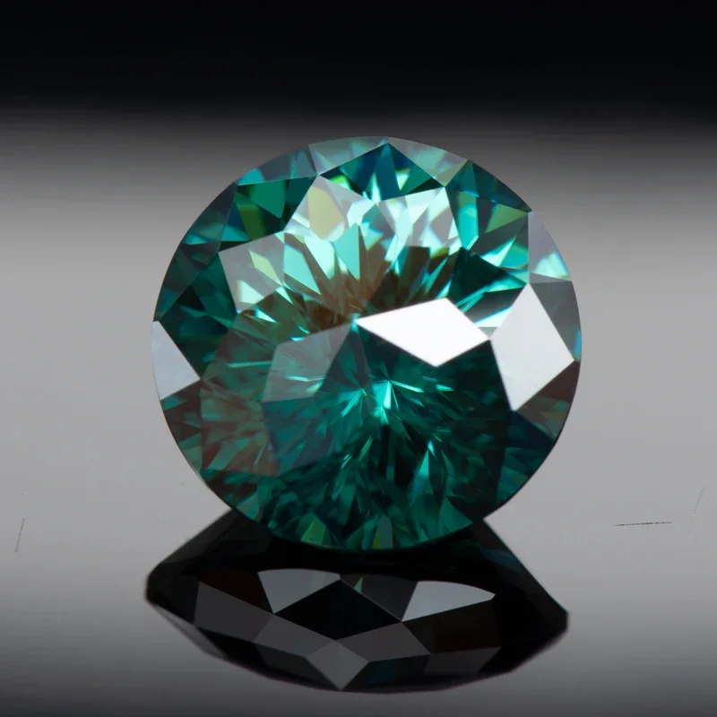 Pietre Moissanite di colori naturali verde smeraldo Forma rotonda 100 facce tagliate con certificato GRA Materiali per la creazione di gioielli