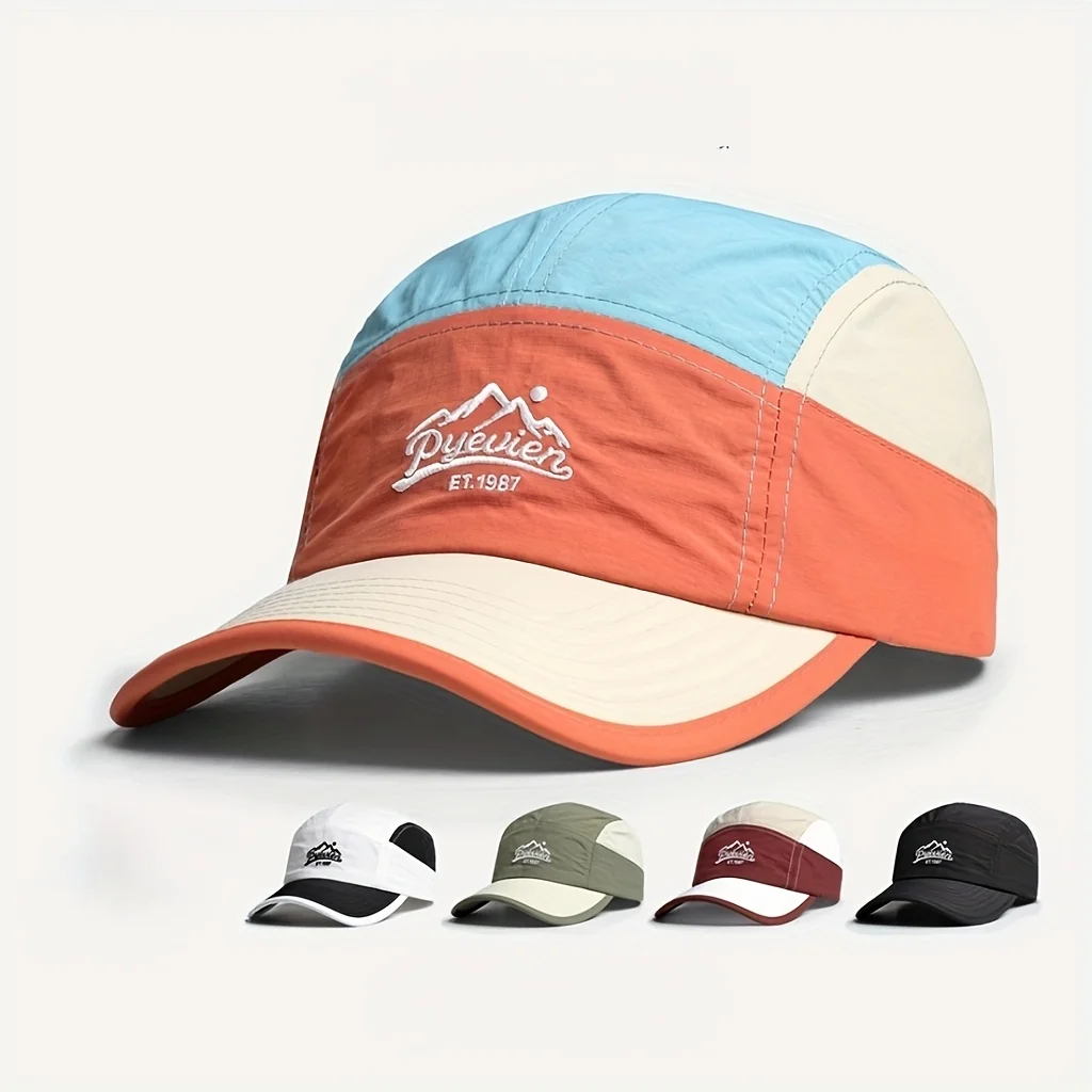Boné de Beisebol de Secagem Rápida de 5 Painéis para o Verão - Chapéu Fino Respirável com Bloco de Cores Estilo Coreano, para Atividades ao Ar Livre Masculino e Feminino