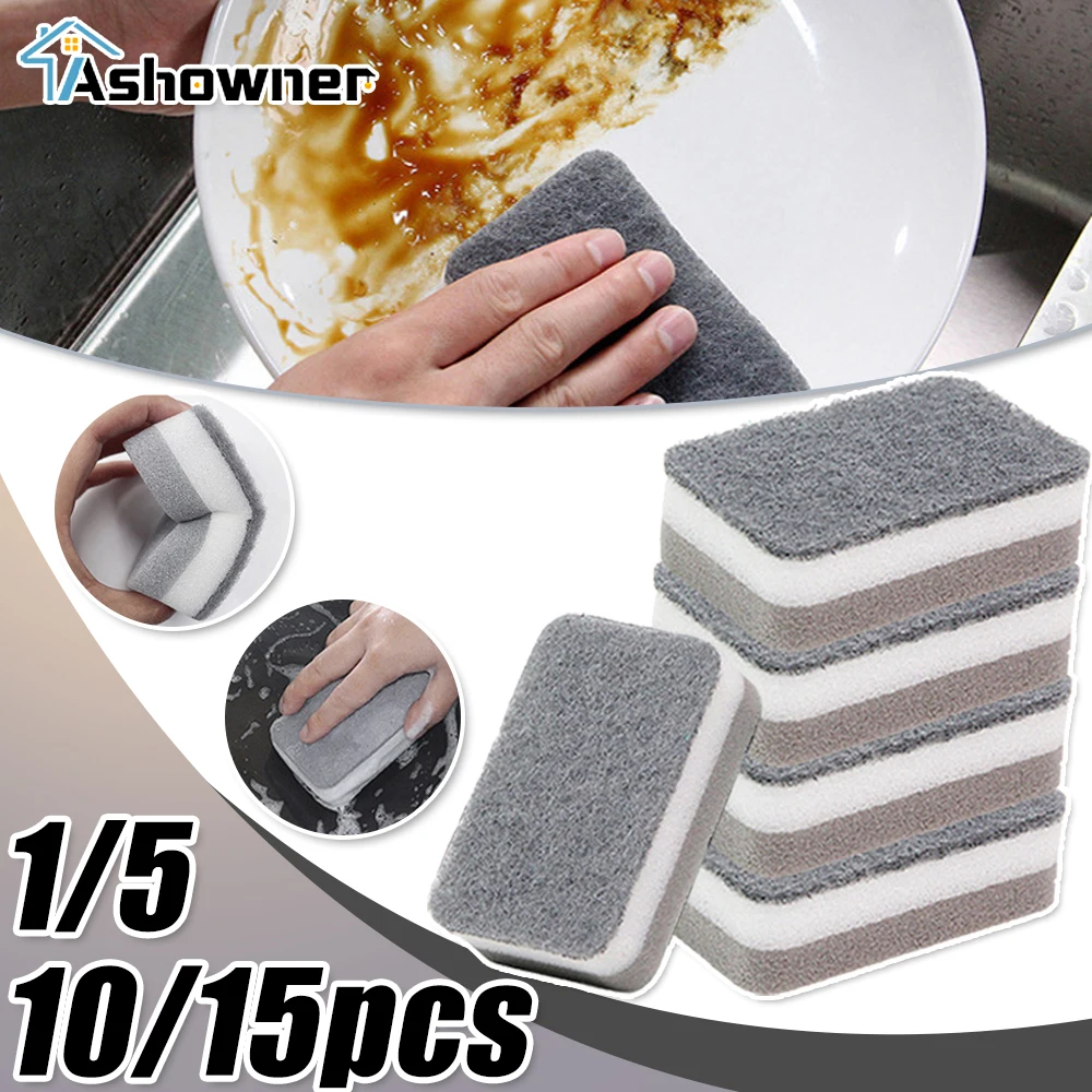 

1/15pcs Double Side Cleaning Sponge Dishwashing Sponge Washing Mat Bar Cleaning Sponge Household Kitchen Cleaning Supplies Tool