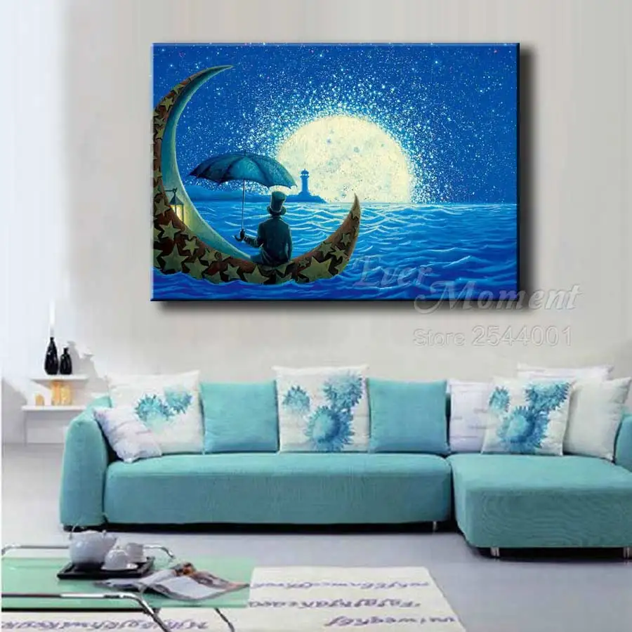 Ever Moment DIY Diamond Painting Cross Stitch Man Watching Lighthouse Mosaic Full Square Drills Home Decoration ASF1122