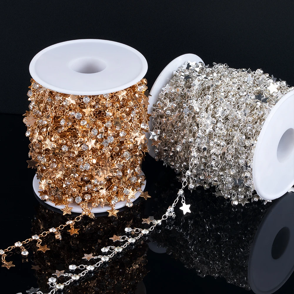 New Hot Selling Pink Purple Blue Red White Rhinestone Chain Matel Chain Plating For DIY Women Necklace Jewelry Making Supplies - view 6