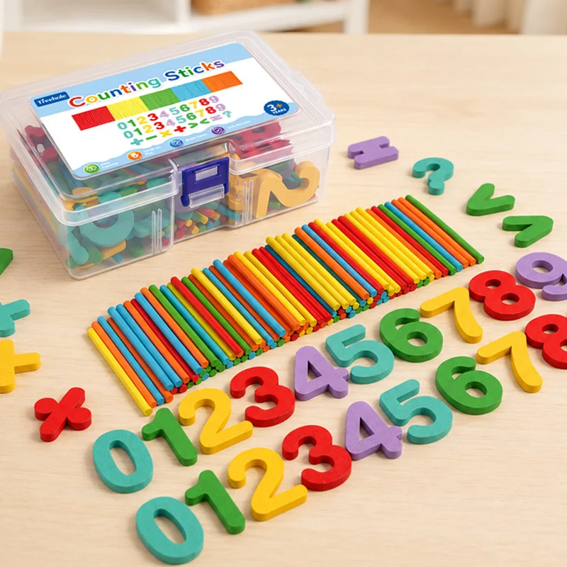Wooden Colorful Counting Sticks Mathematics Addition Subtraction Teaching Aids Learning Educational Montessori Toy For Kids
