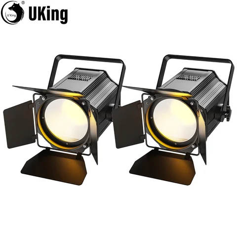 U'King 1/2Pcs 200W LED COB Par Lights With Barndoor Warm&Cold White Linear Spotlights DMX Stage Lights For Stage Party Concert