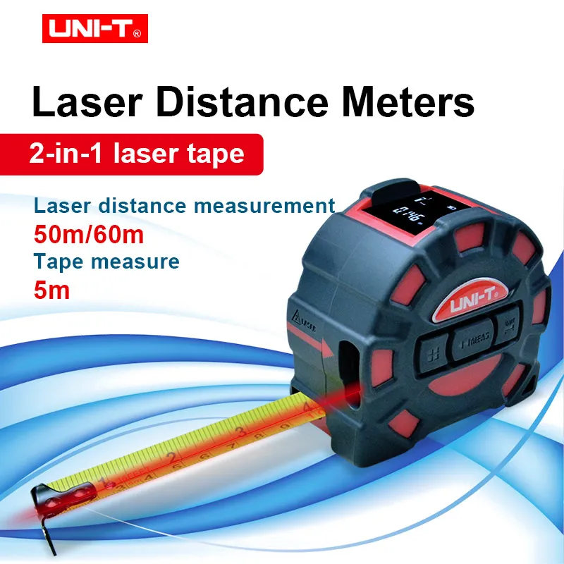 UNI-T Laser Measuring Tape Measure 50M/60M Digital Distance Meter Rangefinder Retractable Laser Ruler Trena a laser Professional