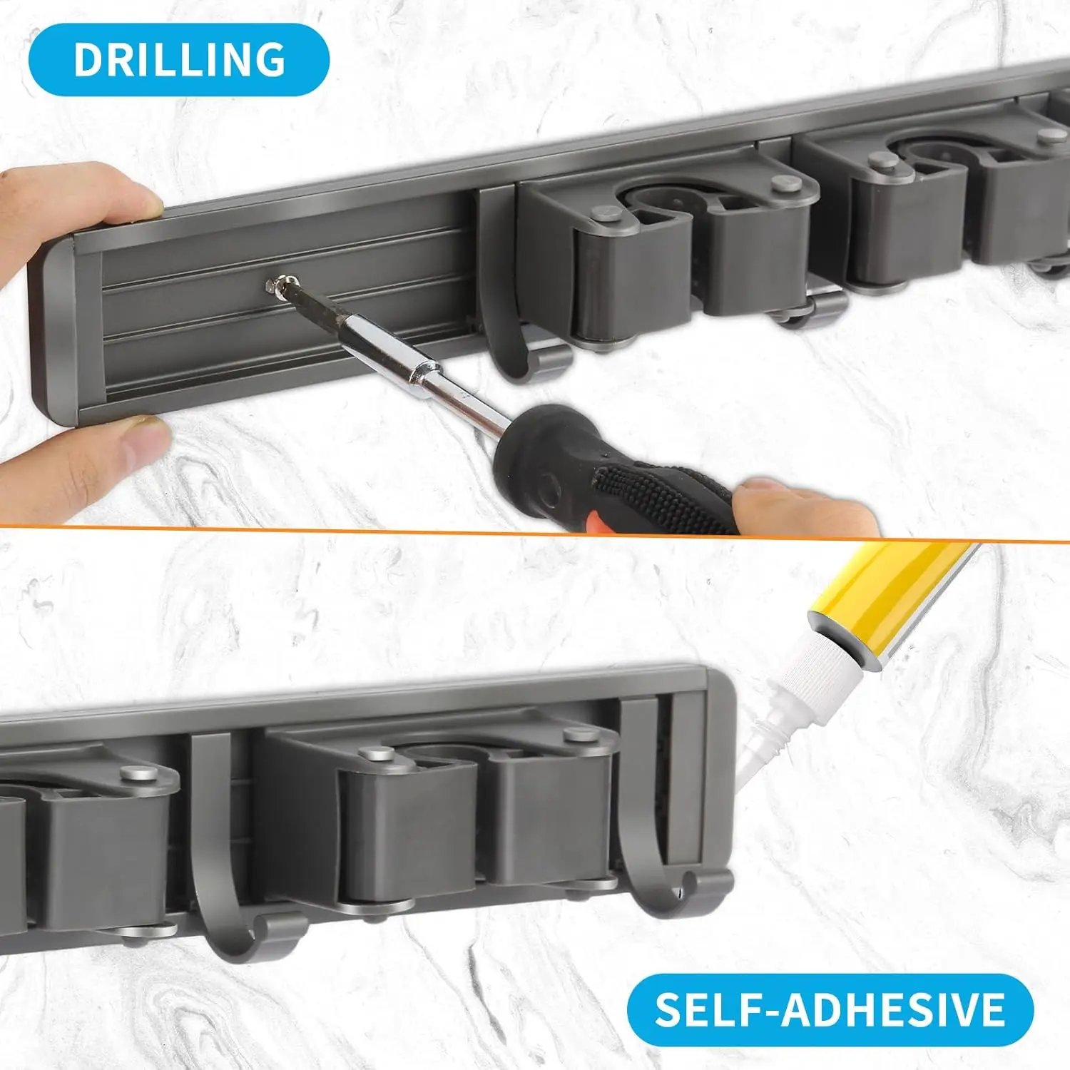 Mop and Broom Organizer Mop Holder Rack Mop Holder Wall Mounted Strong Broom Mop Holder Self With 5 Hooks Organizers Hang Broom - view 4