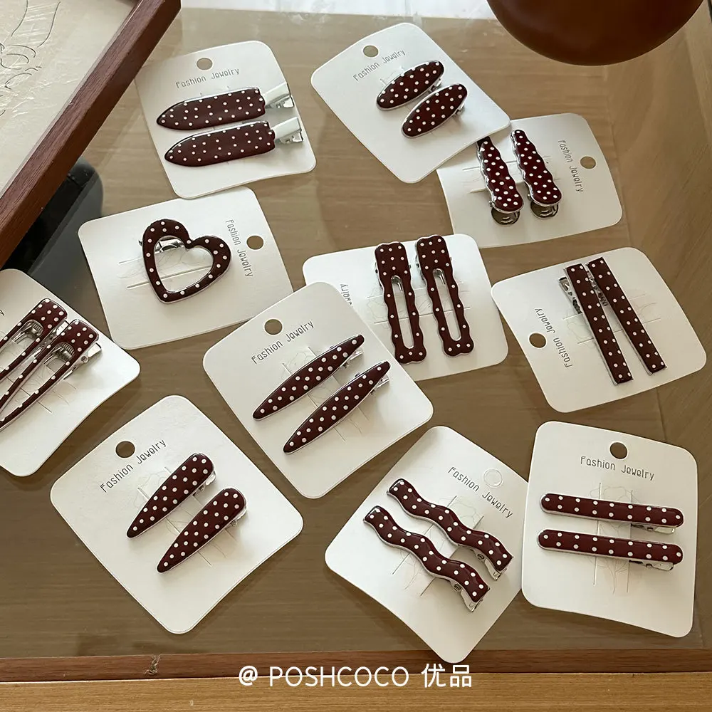 

Красные заколки в горошек, 2 шт., заколки для волос из геометрического сплава, нескользящие зажимы в форме капли воды для женщин, ежедневное использование