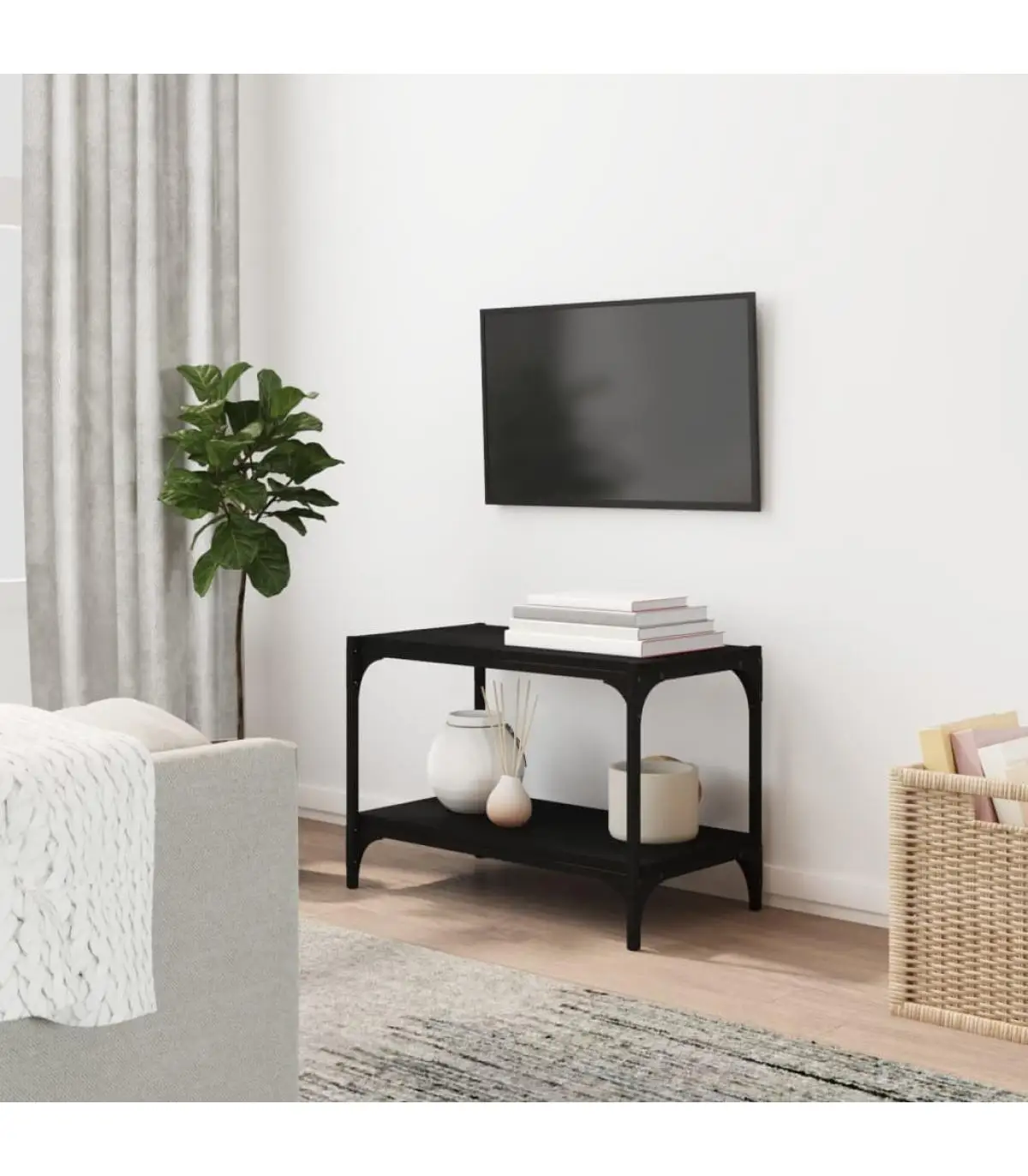 Furniture TV furniture for TV plywood and black steel 60x33x41 cm