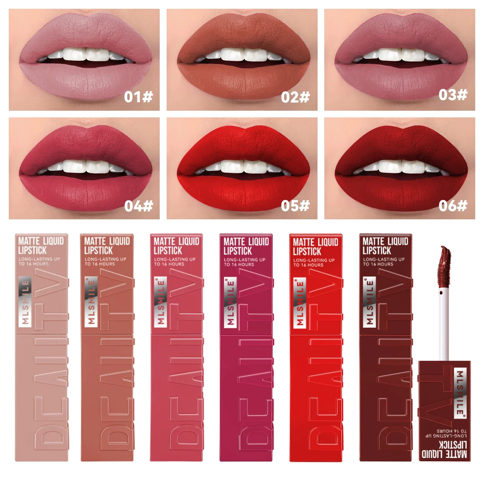 Labio mate de terciopelo de larga duración, 6 colores, brillo, resistente al agua, taza antiadherente, lápiz labial líquido Sexy desnudo, rojo y rosa, maquillaje cosmético