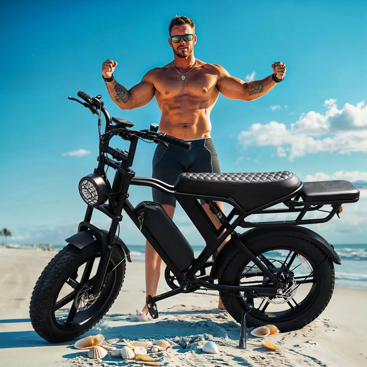 

SXLL 20 inch fat tire electric bike 750W 48v folding electric bike all terrain snow beach mountain bike