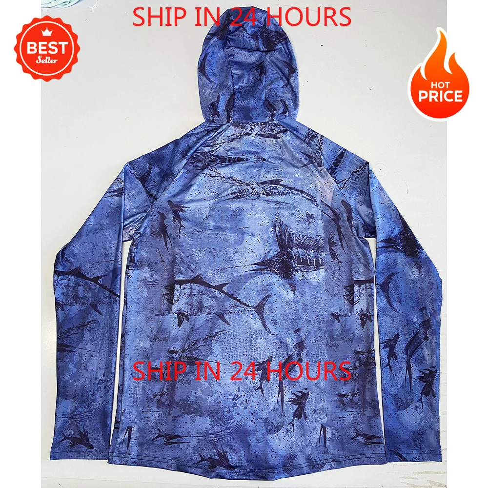 

Fishing Hoodie Shirt Sailing Breathable Mask Neck Men Sun Protection Hunting Jersey Camisa De Pesca Fish Gear Beach Tops Wear