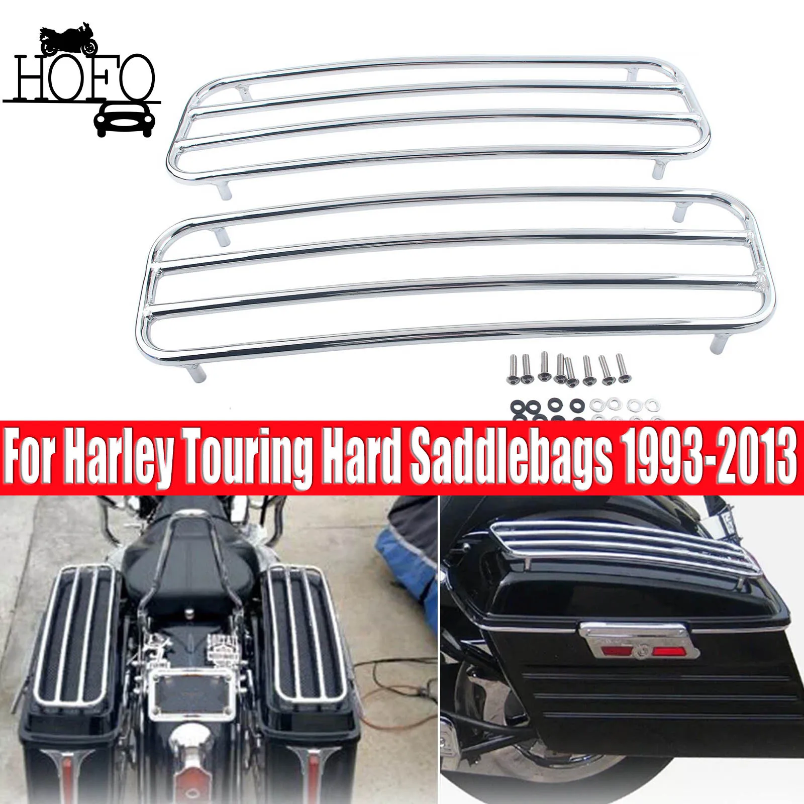 Motorcycle Chrome Hard Saddlebags Top Rails Trim Cover For Harley Touring Hard Saddlebags 1993-2013