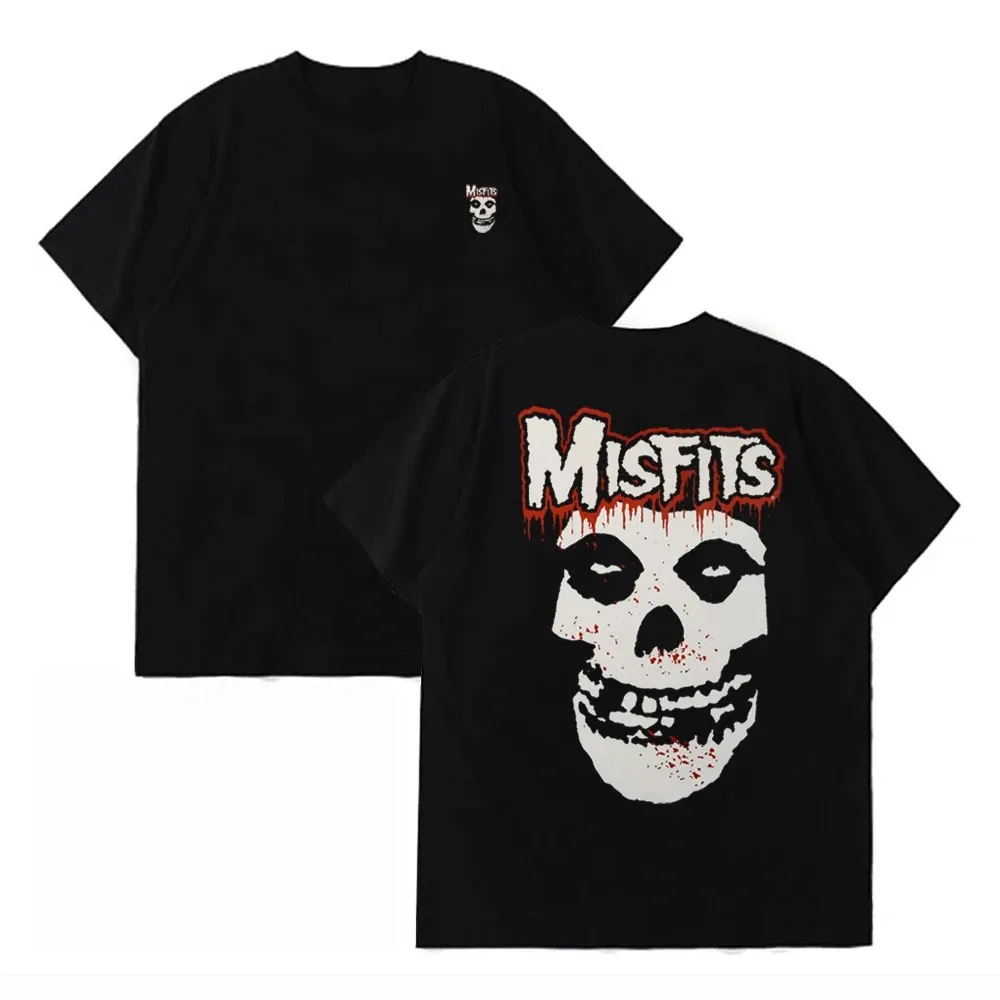 

Men's Punk Skull Misfits Band Graphic Printed Tshirt 100_ Cotton Short Sleeve Tees Cool Designs Unisex Basic Tops Streetwear
