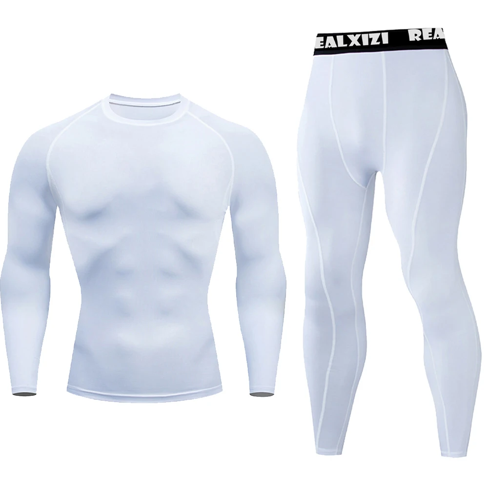 Men\'s Boxing Set Compression Long Sleeves Trousers Sets Rash Guard Running Training Athletic Fitness Quick Dry Two Piece Set