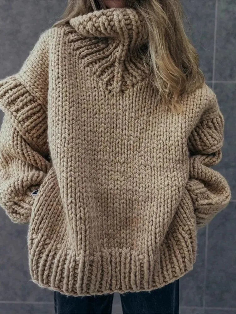 Mode Stricken Lose Pullover Für Frauen Casual Rollkragen Langarm Pullover Pullover Dame Urlaub Streetwear frauen Kleidung