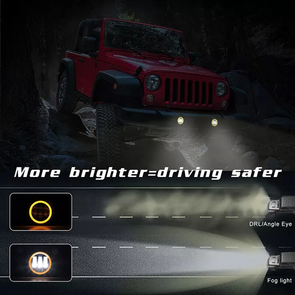 4 Inch Round Lights Angel Driving Lamp Driving In Fog 50000 Hours Lifespan Aluminum Housing Driving Lamps For All Vehicles