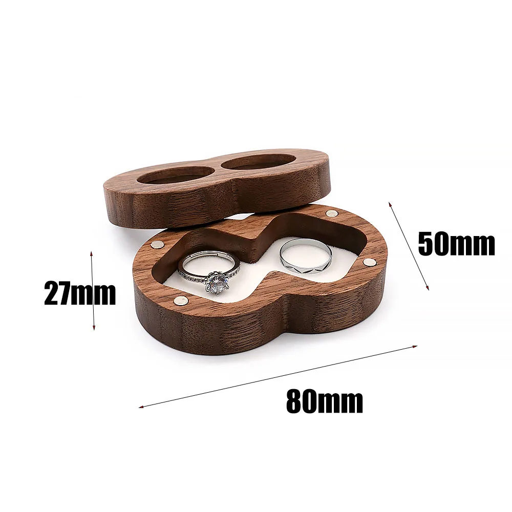 Ring Box Jewelry Storage Engagement Wedding Ceremony Ring Customize Proposal Ring Rustic Wedding Gift for Girl Walnut Wood