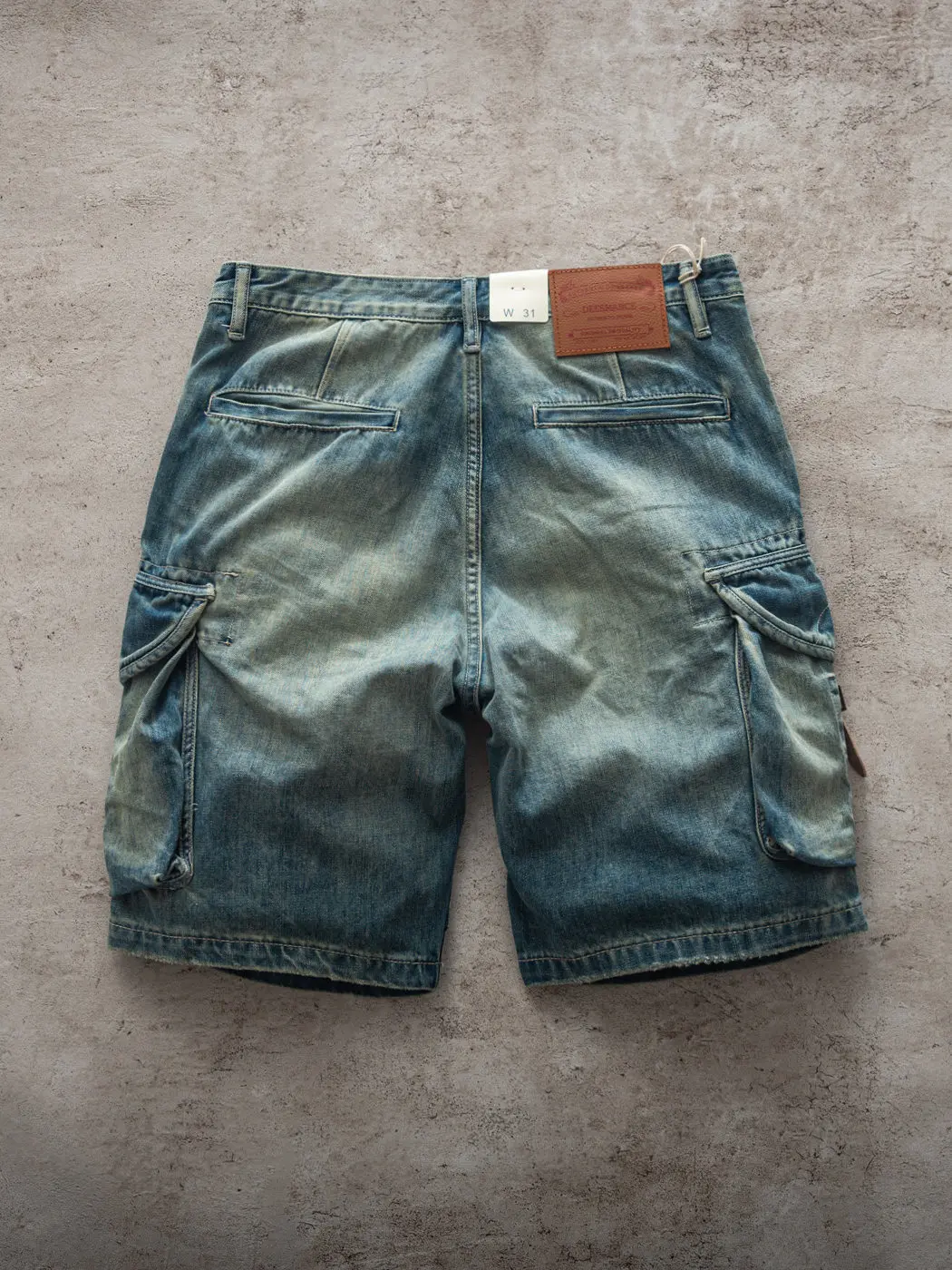 Summer New American Retro Heavyweight Denim Cargo Shorts Men's Amekaji 100% Cotton Washed Straight Casual Loose 5-point Pants