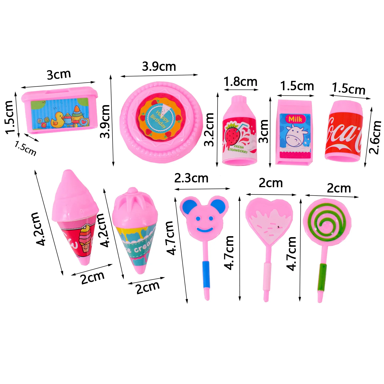 新しいベビードールハウスアクセサリー、様々な色とスタイル（ランダム数量） - 食玩セット、パン、ドリンク、ドーナツ、楽しいモデル