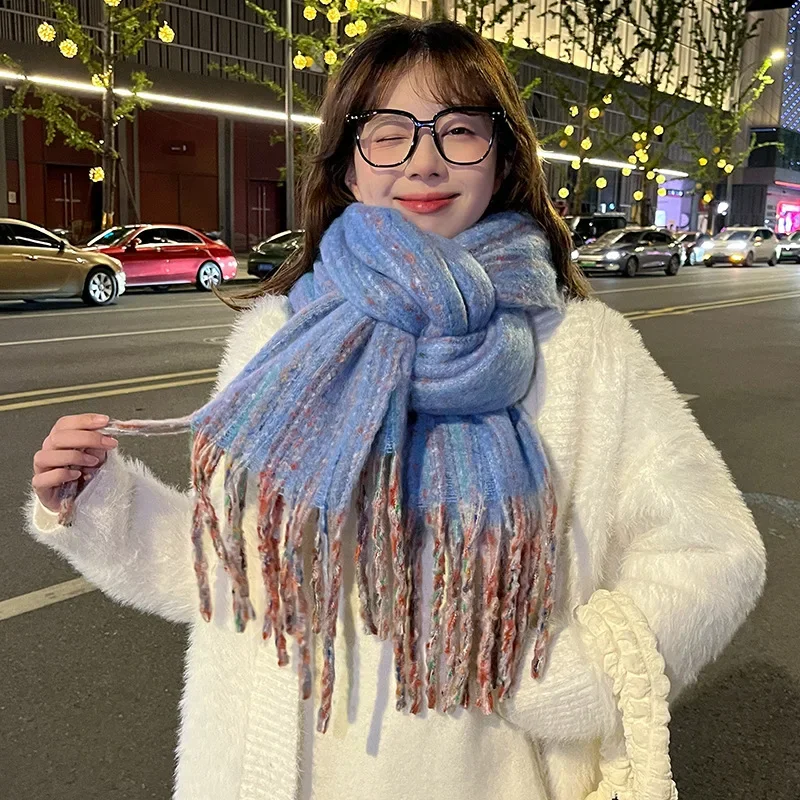 

Mid-length Personalized Scarves Thickened Imitation Cashmere Scarf Female Autumn and Winter Warm Neck Korean Soft Mohair Scarf