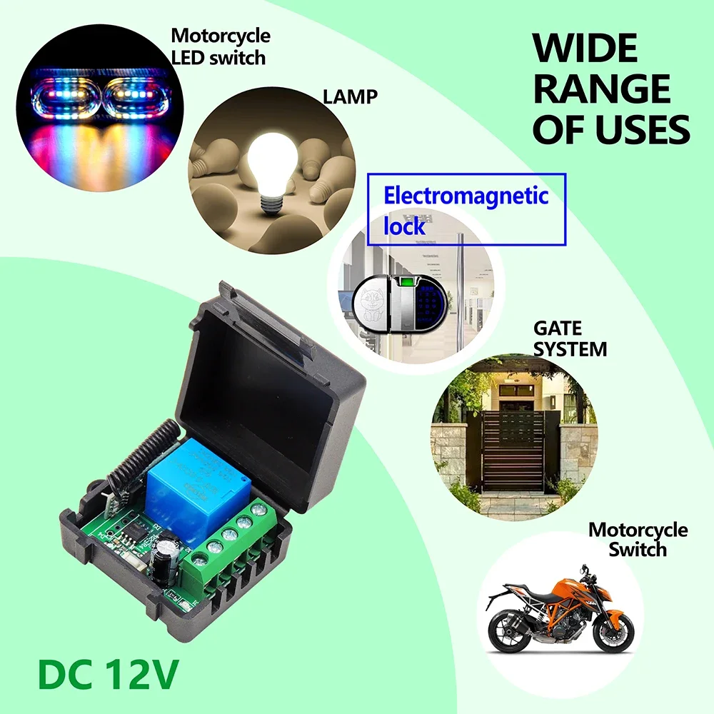 433Mhz uniwersalny bezprzewodowy przełącznik zdalnego sterowania DC 12V RF moduł przekaźnikowy i 500M nadajnik do drzwi garażowych zamek