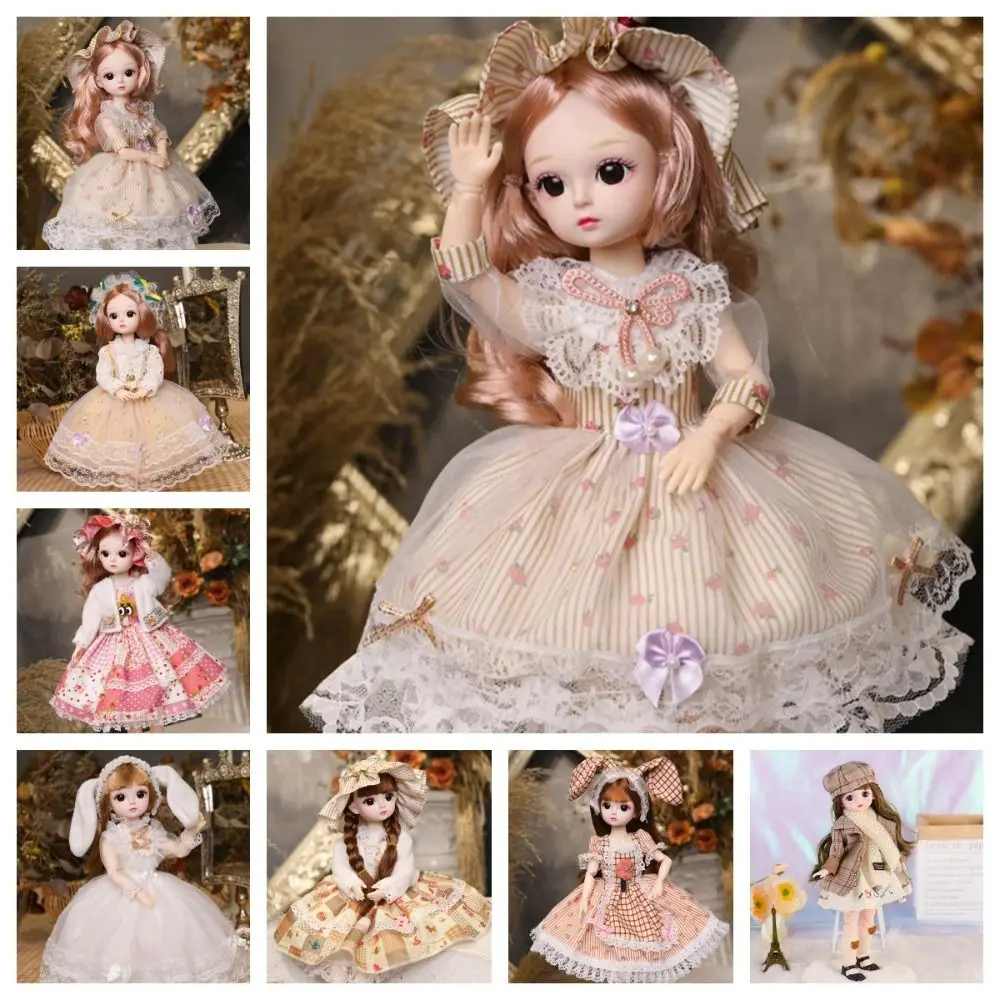 

Beautiful Plastic 30CM Movable Joint Doll Princess Toy Safety Girl Dress Up Toys 3D Makeup Doll Baby Doll Children