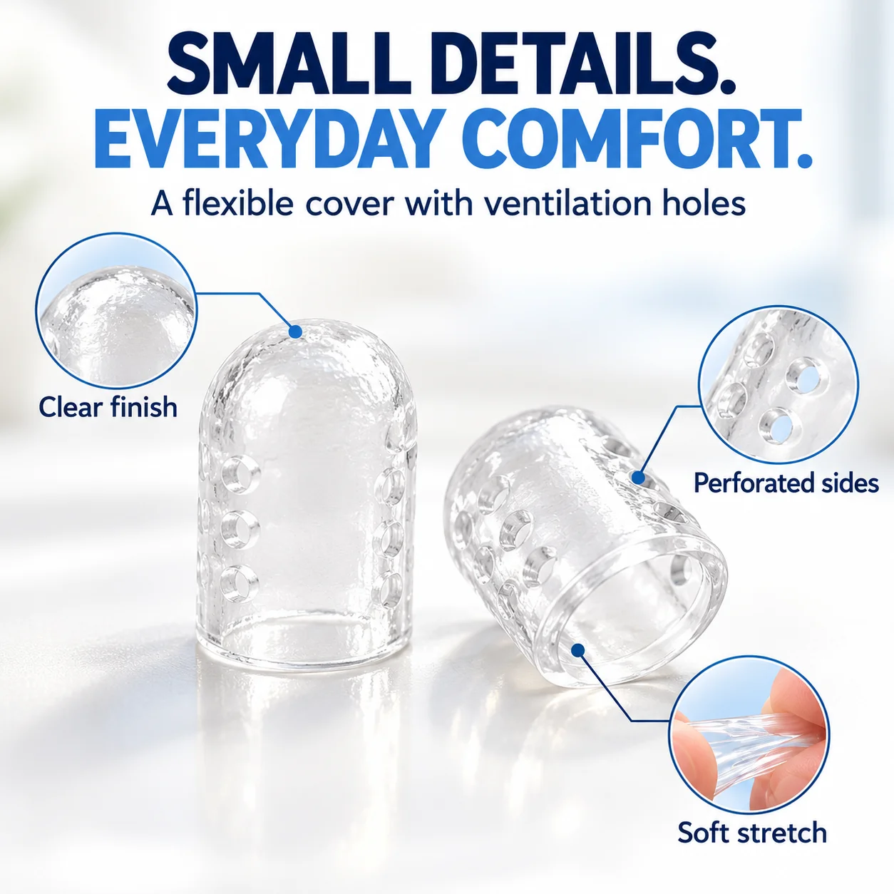 20/40pcs Breathable Toe Protector Caps Soft Flexible Clear Little Toe Covers Anti Friction Foot Care Sleeves for Adults