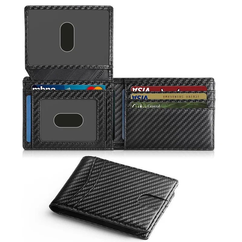 

RFID Carbon Fiber Ultra-thin Trifold Wallet Simple Front Pocket Design Wallet Multi-function Portable Credit Card Bag Wallet