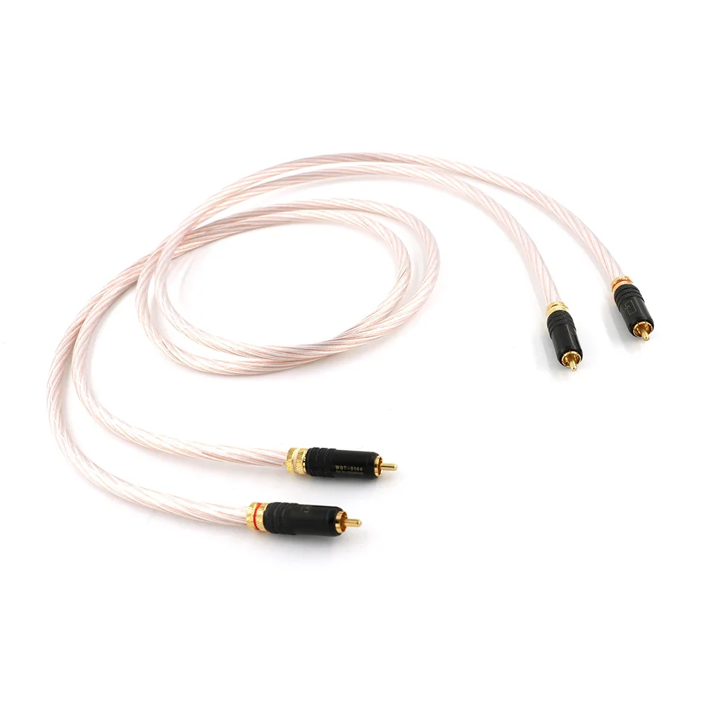 HiFi RCA Cable 7NOCC+OCC Silver-Plated Multiple Oxyacid Pure Copper Interconnect Cable Signal Cord with 24K gold-plated RCA