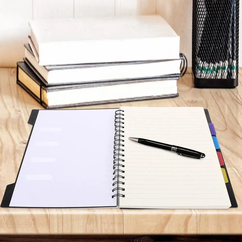 

Waterproof Plastic Covered Spiral Notebook Made from Natural Paper Classified Subject Notebook for School Office