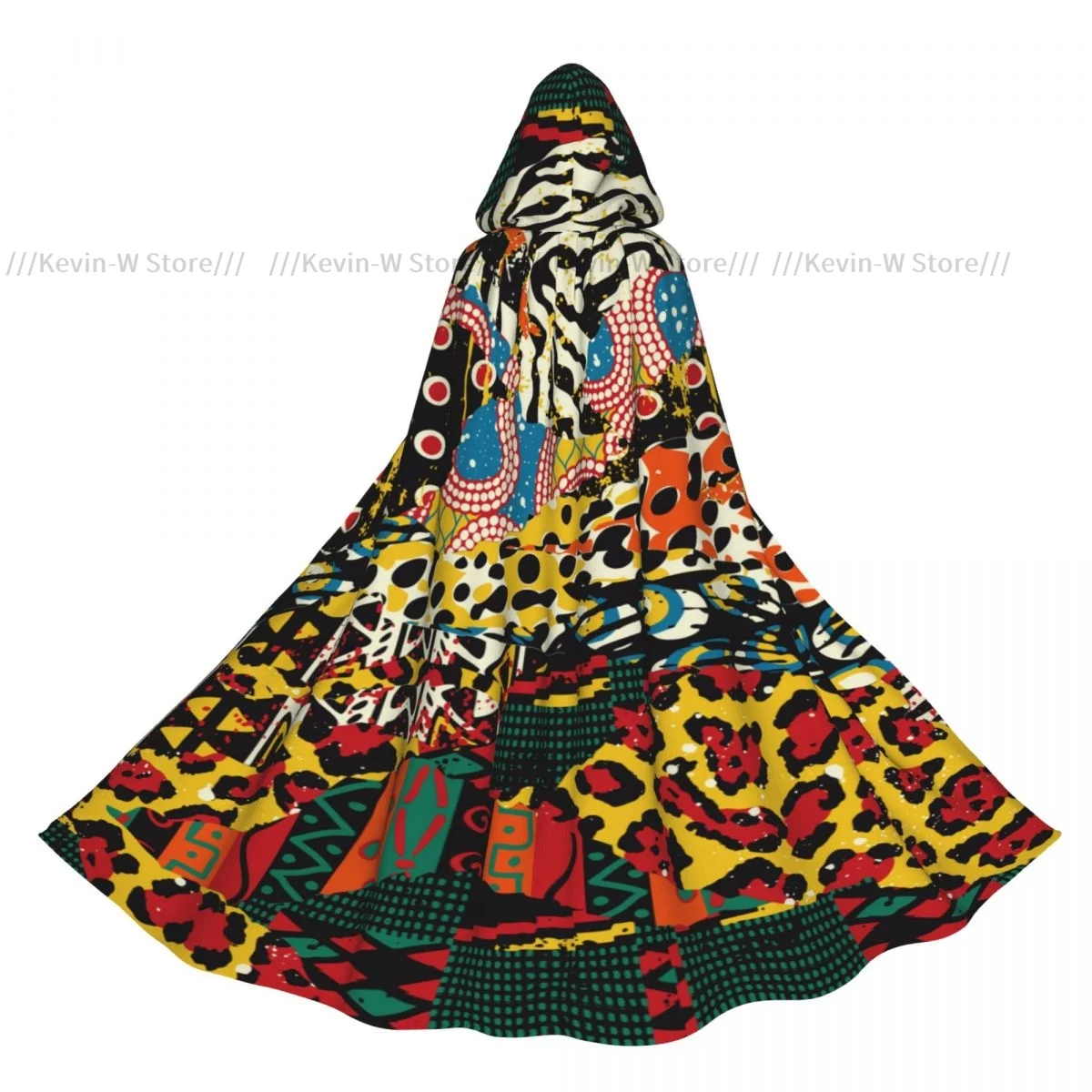 

Traditional African Wild Animal Skins Hooded Cloak Polyester Unisex Witch Cape Costume Accessory
