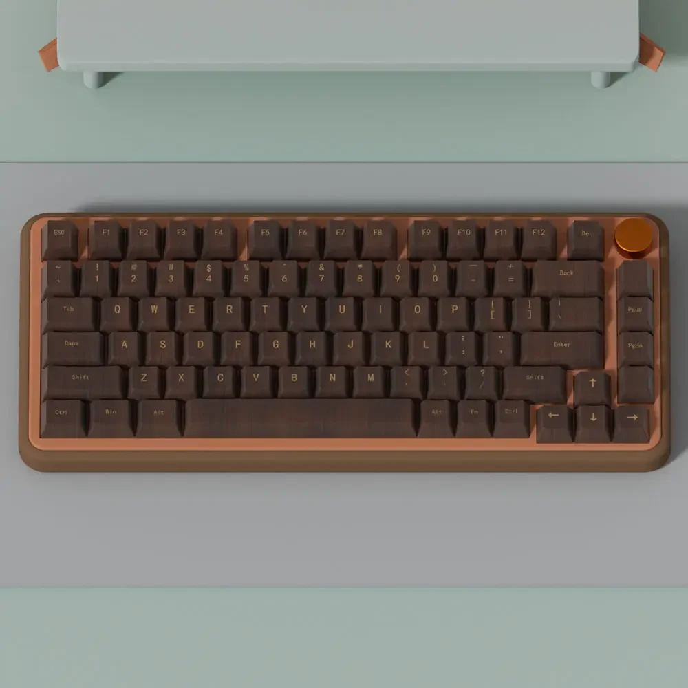 Capuchons de clavier texturés en bois vintage, aucun matériau plastique Pbt, espace fendu prédire, disposition Alice, marron foncé, chocolat, 138