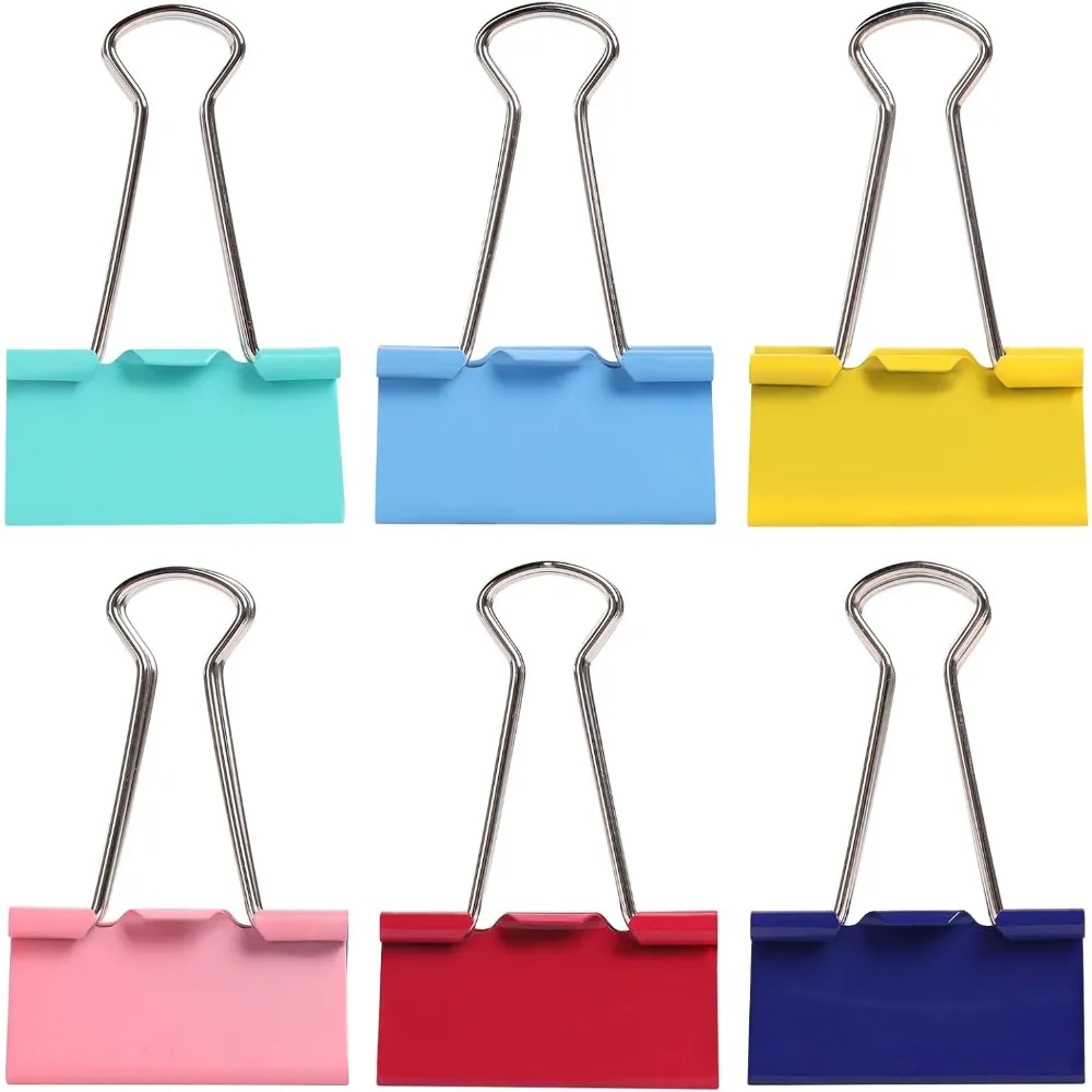 Large Binder Clips 1.6 Inch (36 pcs), Colored Big Paper Clips for Office