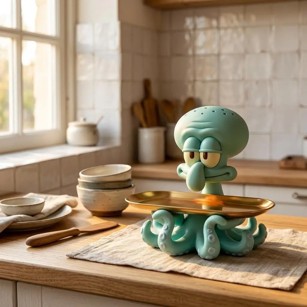 Squidward Quincy Tentacles Statue Cartoon Anime SpongeBob SquarePants Storage Plate Sculpture Desktop Porch Keys Storage Dish