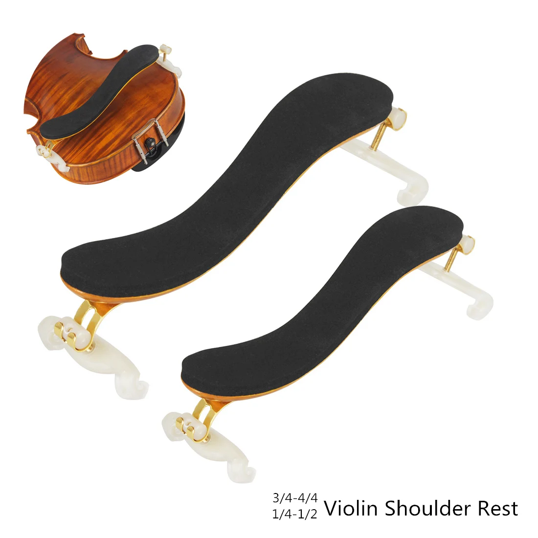 

Full Size Adjustable Maple Wood Violin Shoulder Rest Padded for 4/4 3/4 1/2 1/4 Fiddle